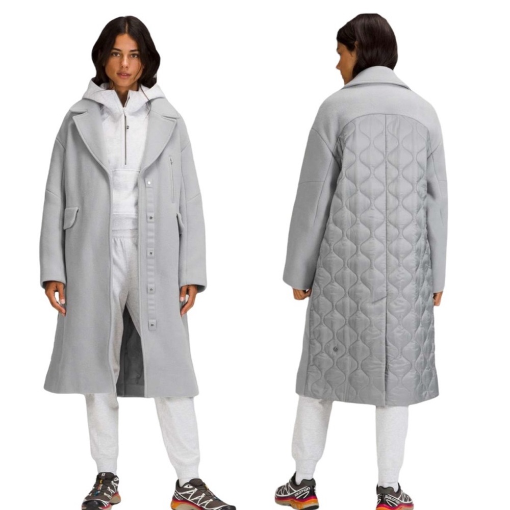 NEW $498 Lululemon The Wool Long Coat in Light Grey Women's Size 4